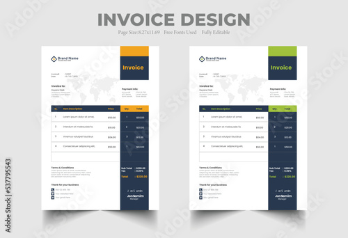 minimal invoice template vector design