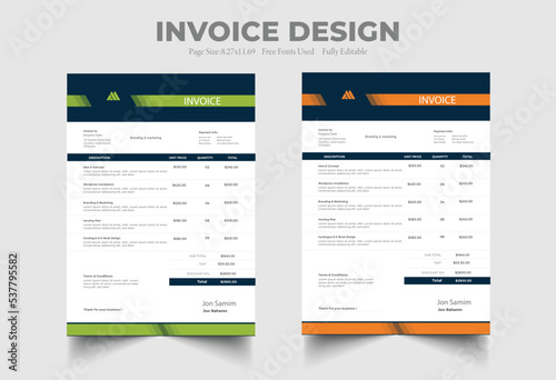minimal invoice template vector design