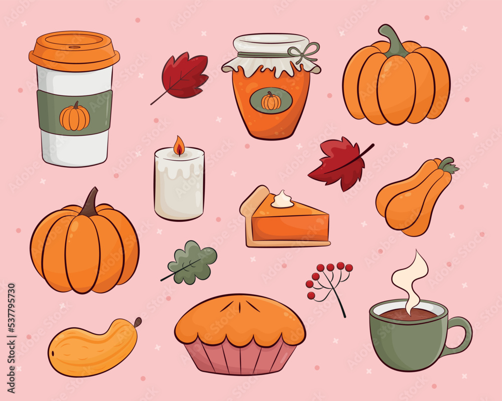 Pumpkin spice Collection vector illustration Pumpkin spice Collection vector illustration