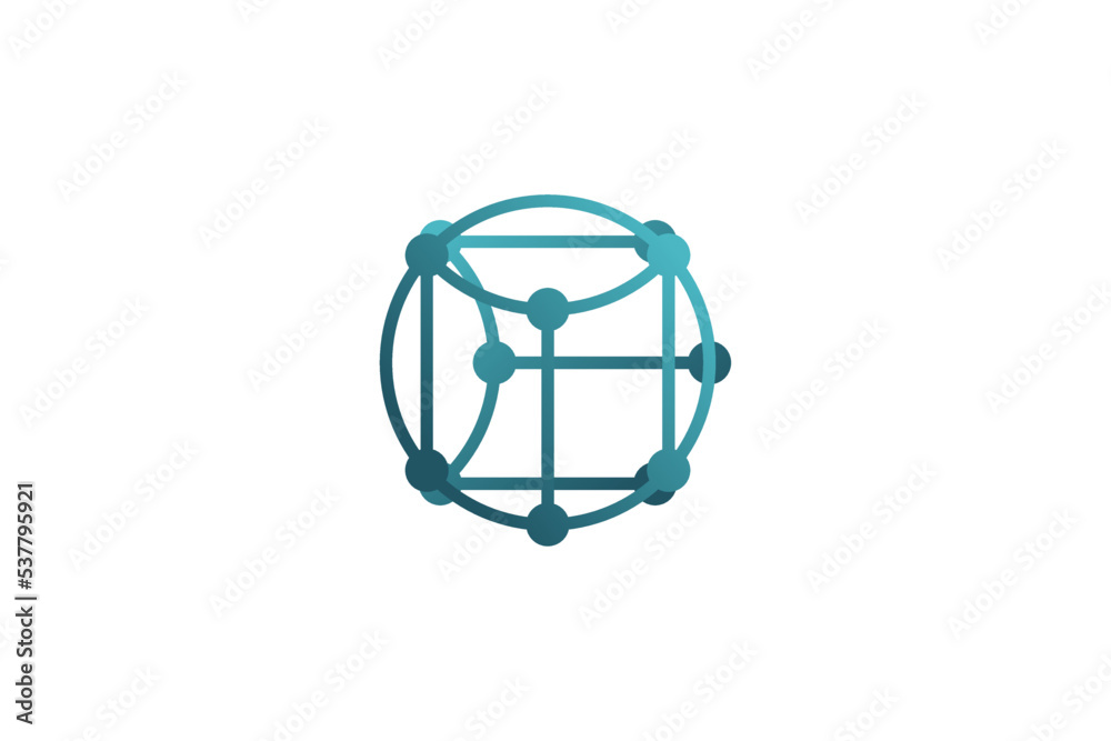 Particle atom logo icon, modern technology science symbol gen shape line circuit Particle atom logo icon, modern technology science symbol gen shape line circuit