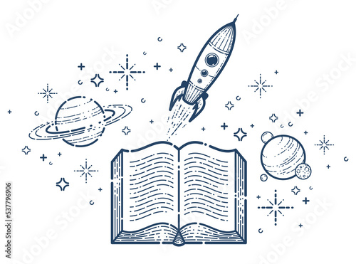 Open book with launching ro...