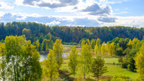 Autumn forest lake nature landscape in Estonia on a sunny day © Sandris