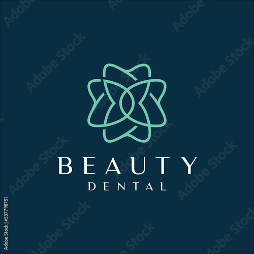 beauty dental and flower vector logo