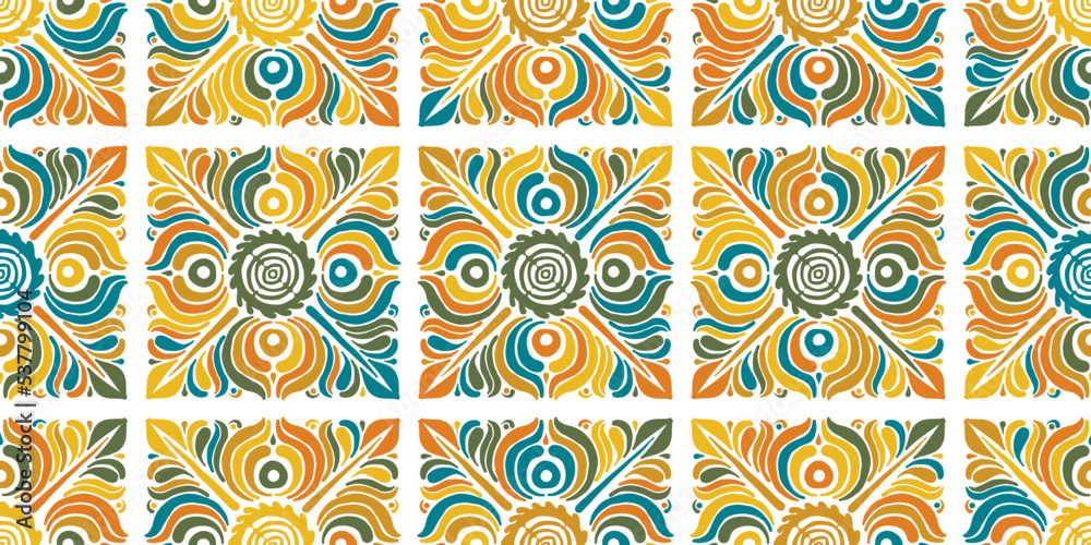 Geometric floral ornament, seamless pattern. Ethnic Background for your design