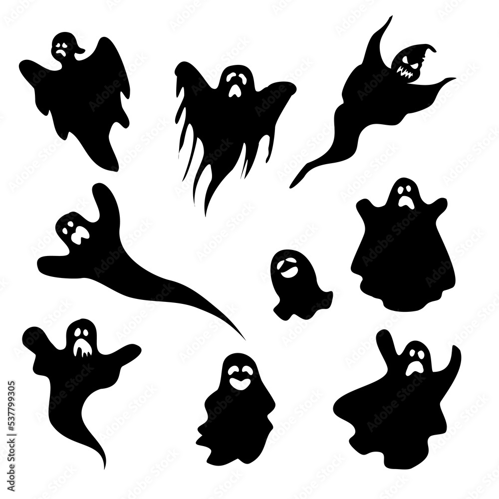 Ghosts cartoon style vector collection