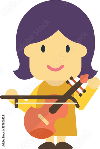female musician with violin illustration in minimal style