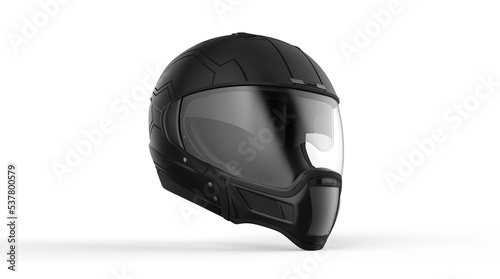 Black Modular Helmet Right View. Isolated on White. 3D Render. 3D Illustration.