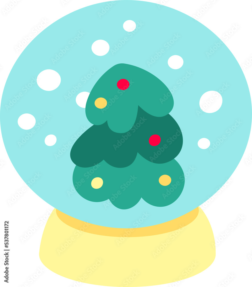 Winter decoration flat icon Snowball with christmas eve and snow Winter decoration flat icon Snowball with christmas eve and snow