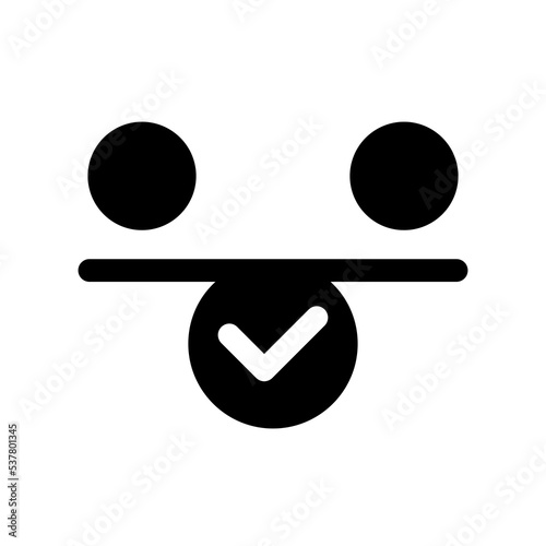Balance black glyph ui icon. Inner harmony and calmness. Work life balance. User interface design. Silhouette symbol on white space. Solid pictogram for web, mobile. Isolated vector illustration