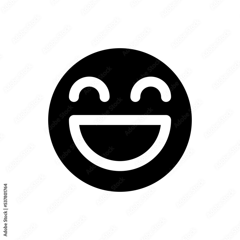 Laughing emoji black glyph ui icon. Feelings expression. Online communication. User interface design. Silhouette symbol on white space. Solid pictogram for web, mobile. Isolated vector illustration Laughing emoji black glyph ui icon. Feelings expression. Online communication. User interface design. Silhouette symbol on white space. Solid pictogram for web, mobile. Isolated vector illustration