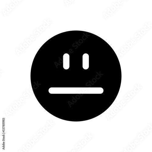 Neutral emoji black glyph ui icon. Emotional expression. Customer feedback. User interface design. Silhouette symbol on white space. Solid pictogram for web, mobile. Isolated vector illustration