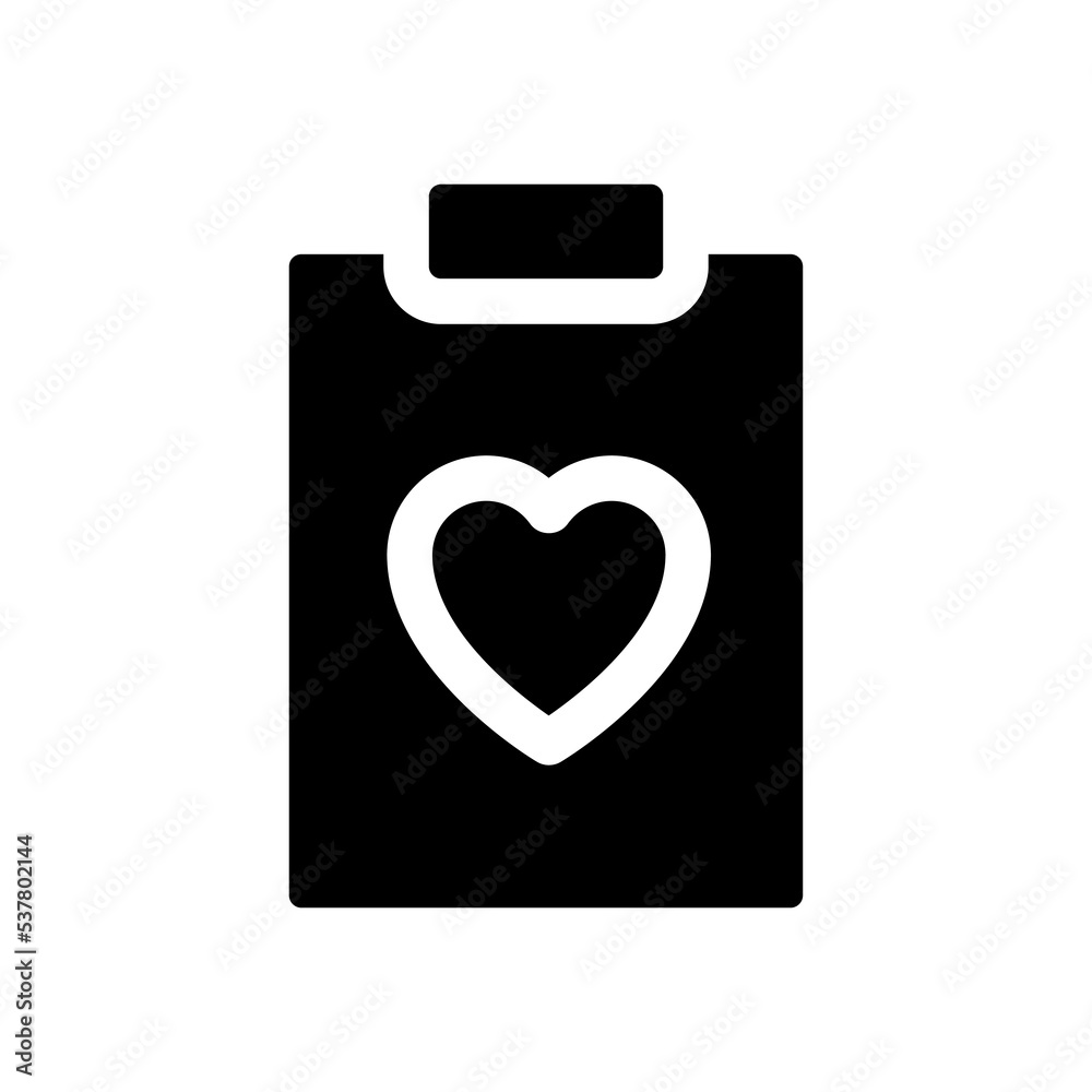 Health record black glyph ui icon. Medical history. Heart checkup plan. User interface design. Silhouette symbol on white space. Solid pictogram for web, mobile. Isolated vector illustration Health record black glyph ui icon. Medical history. Heart checkup plan. User interface design. Silhouette symbol on white space. Solid pictogram for web, mobile. Isolated vector illustration