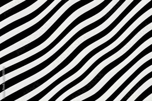 2d seamless pattern. Abstract op art texture with bold monochrome wavy stripes. Creative background with distorted lines. Decorative black and white striped design with distortion effect.