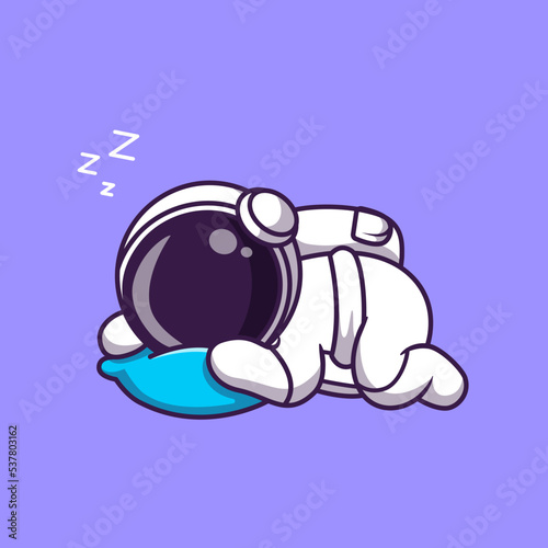 Cute Astronaut Sleeping On Pillow Cartoon Vector Icon 
Illustration. Science Technology Icon Concept Isolated 
Premium Vector. Flat Cartoon Style
