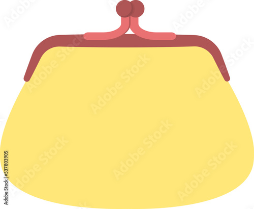 Vector illustration of a yellow  retro purse for coins. Wallet Flat Icon