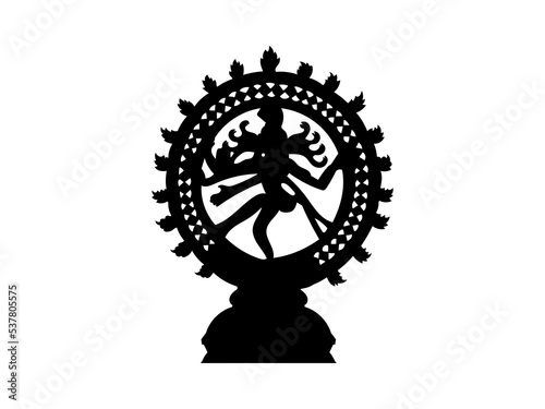 Silhouette of a statue of Shiva dancing the tandava dance.