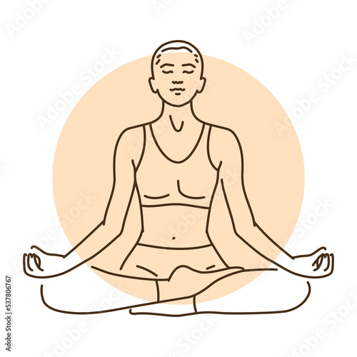 Padmasana color line illustration. Pictogram for web page