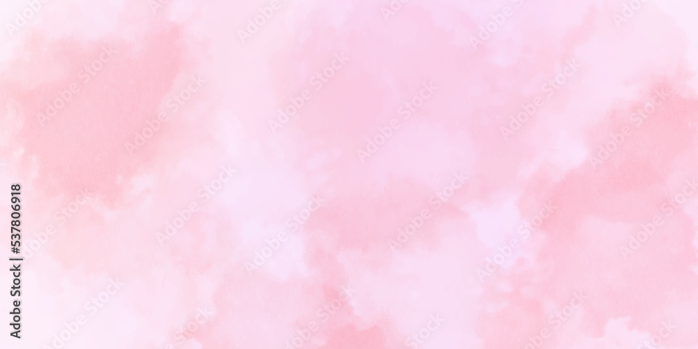 Light sky pink shades watercolor background. Aquarelle paint paper textured canvas for design with the sunlight passing, creating a miraculous abstract shape, vector illustrator.