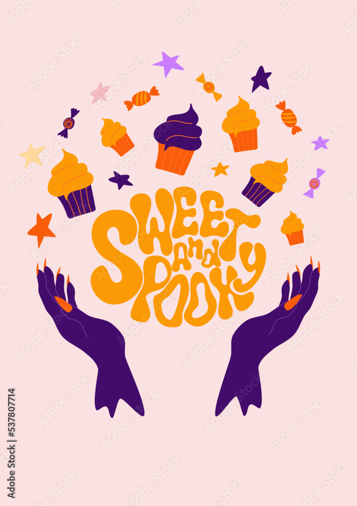 Vector set of Halloween party invitations or greeting cards with handwritten calligraphy and traditional symbols. Vector illustration Vector set of Halloween party invitations or greeting cards with handwritten calligraphy and traditional symbols. Vector illustration
