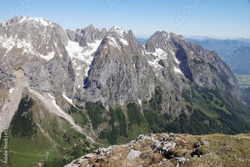 The view from mountain Schneibstein, the Bavarian Alps 