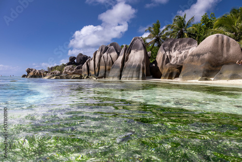  Seychelles, Anse Sous d'Argent beach , with granite boulders and turquoise sea