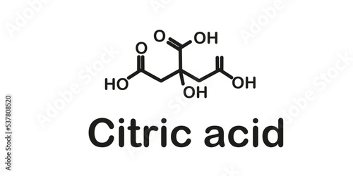 Chemical structure of citric acid. Vector illustration