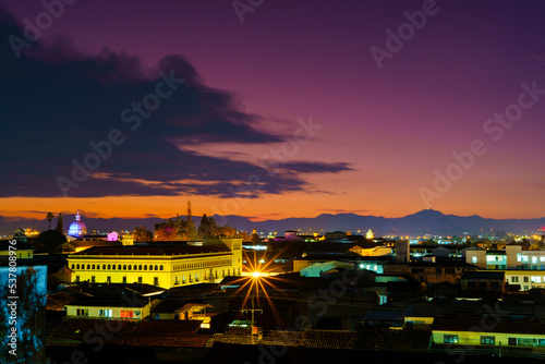 view of the city of Popayan, in the department of Cauca, in the country of Colombia
