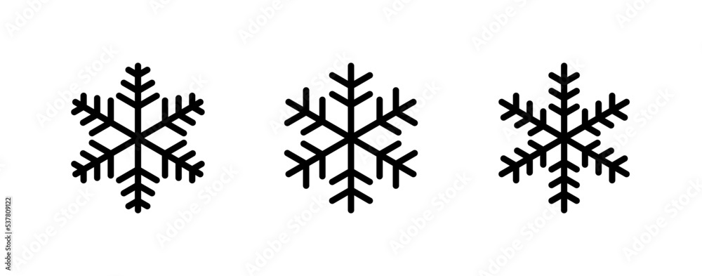 Set of snowflake outline icons isolated on white background. Decorative elements for Christmas and New Year design. Vector graphics Set of snowflake outline icons isolated on white background. Decorative elements for Christmas and New Year design. Vector graphics