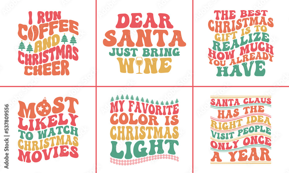 Christmas Typography Wavy T-shirt Design Bundle