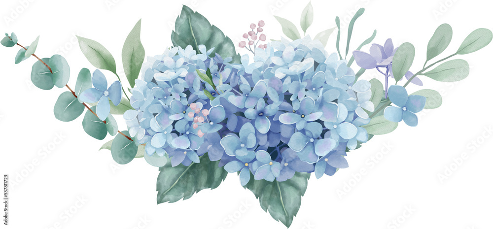 Blue hydrangea flowers bouquet - obrazy, fototapety, plakaty 