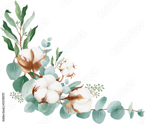 Bouquet of eucalyptus and cotton flower