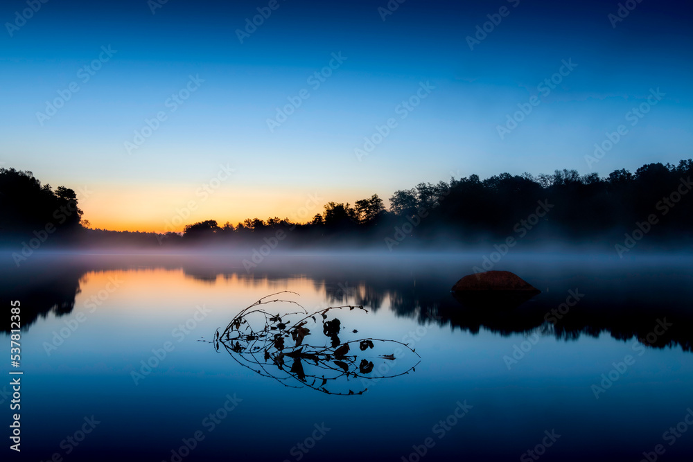 Sunrise over misty Hammersee