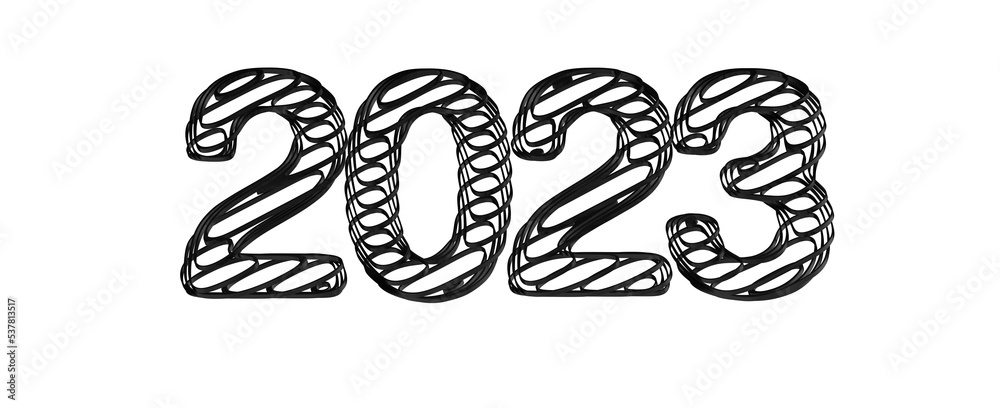 Obraz premium year 2023. 3D illustration numbers isolated white background