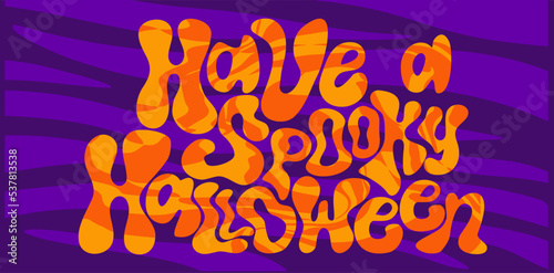 Happy Halloween banner or party invitation background with lettering retro style Vector illustration