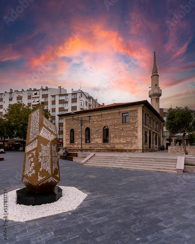 Seyh Lutfullah Mosque and square in Balikesir City of Turkey photo