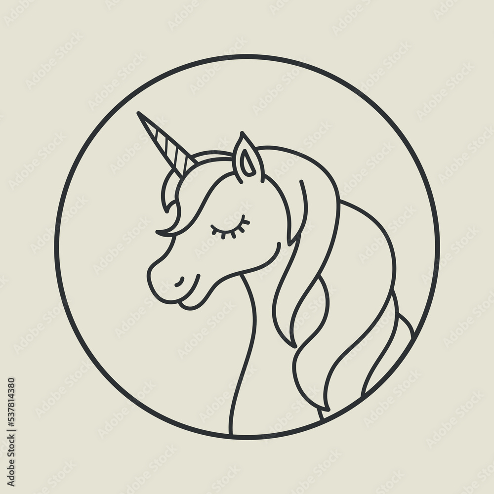 Unicorn line icon. Magic horse. Fairy tale animal. Decorative element  for children. Vector illustration 