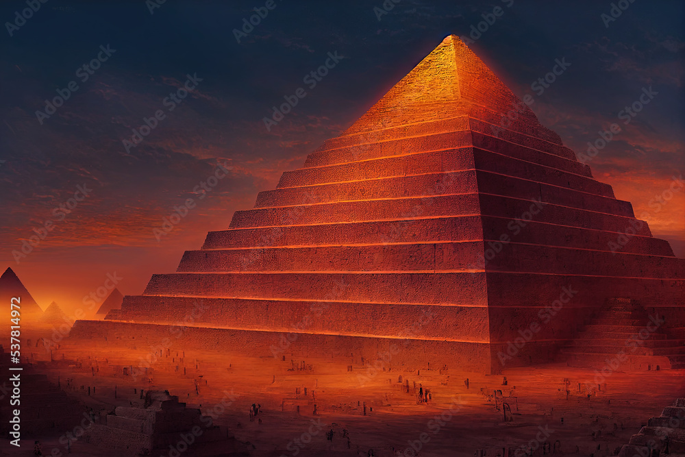 Ancient aztec pyramid. A gigantic structure with a dramatic lighting in ...
