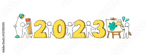 New year 2023 banner with creative people