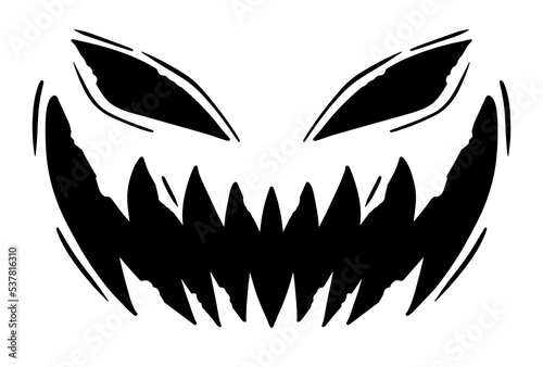 Evil scary face silhouette character illustration.