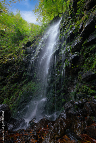 Waterfall in the forest inside the Gorbea natural park  Belaustegi. Basque Country  Spain