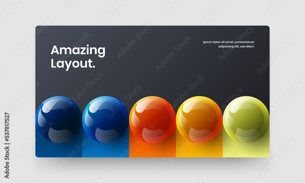Creative company cover vector design illustration. Colorful 3D spheres presentation concept.