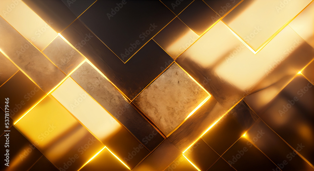 Abstract black and gold square luxury 3d background wallpaper. Square