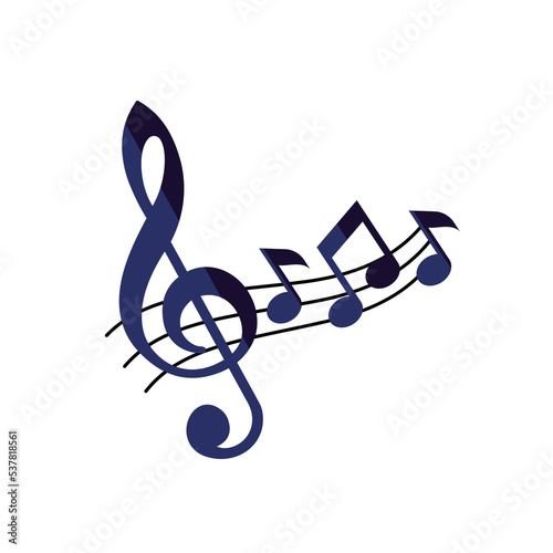 Treble clef and notes vector icon illustration EPS 10. G-clef, note state flat sign. Melody, song, tune, audio image for web, dev, app. Music theory symbol. Sound media concept. Isolated on white