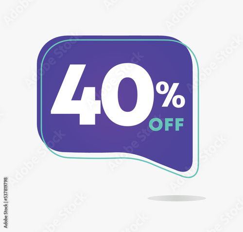 40% off. Design template for sales, offers, discount. Vector illustration