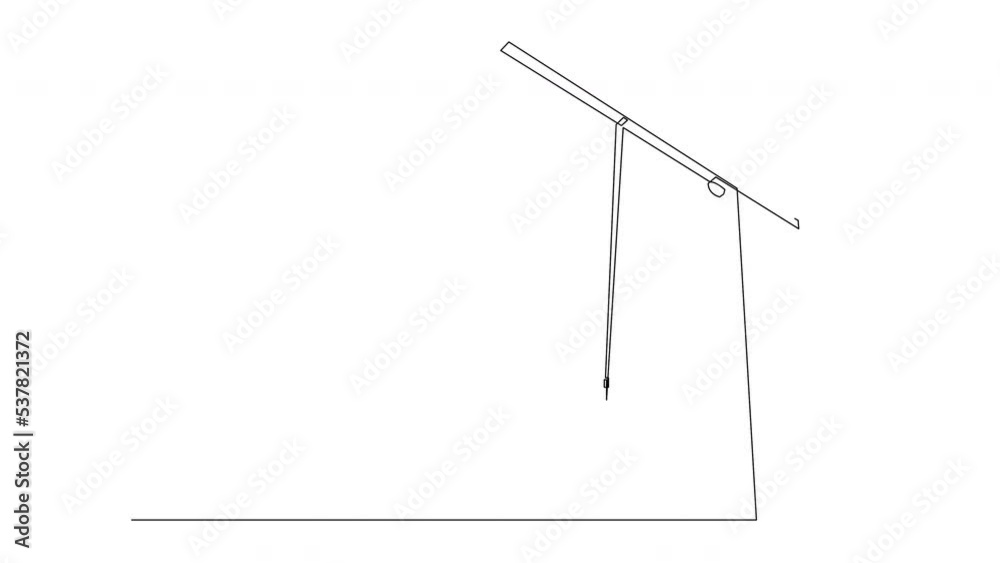 Self drawing animation of construction crane. Continuous one line drawing. Self drawing animation of construction crane. Continuous one line drawing.