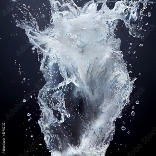Abstract water splash isolated on black. liquid, bubble and fluid effect. Render