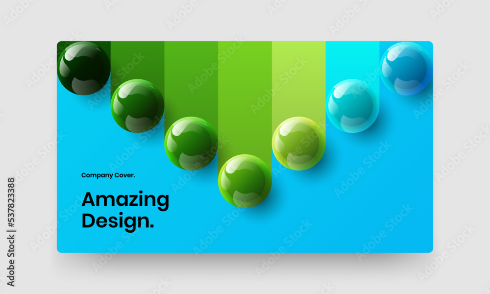 Creative pamphlet vector design illustration. Abstract realistic spheres leaflet concept.