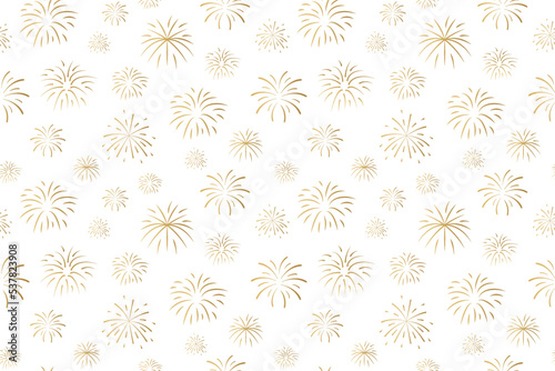 seamless pattern with golden fireworks, New Year Eve celebration, anniversary, wedding- vector illustration