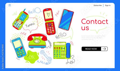 Contact us - modern colorful flat design style web banner