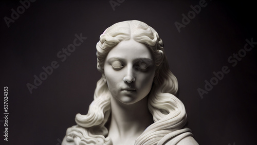 Illustration of a Renaissance marble statue of Selene. She is the goddess and the personification of the Moon, Selene in Greek mythology, known as Luna in Roman mythology.